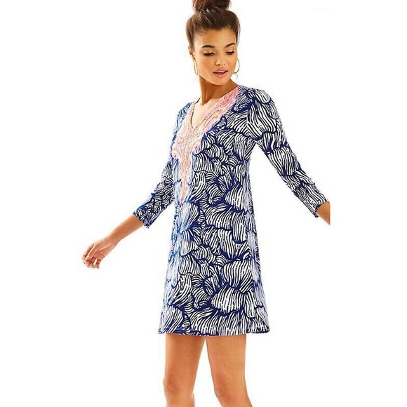 Lilly Pulitzer Blue and Pink Long Sleeve Dress - Picture 2 of 11